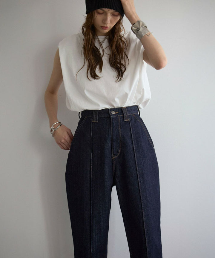 Pintuck Tapered Denim