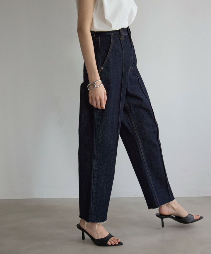 Pintuck Tapered Denim