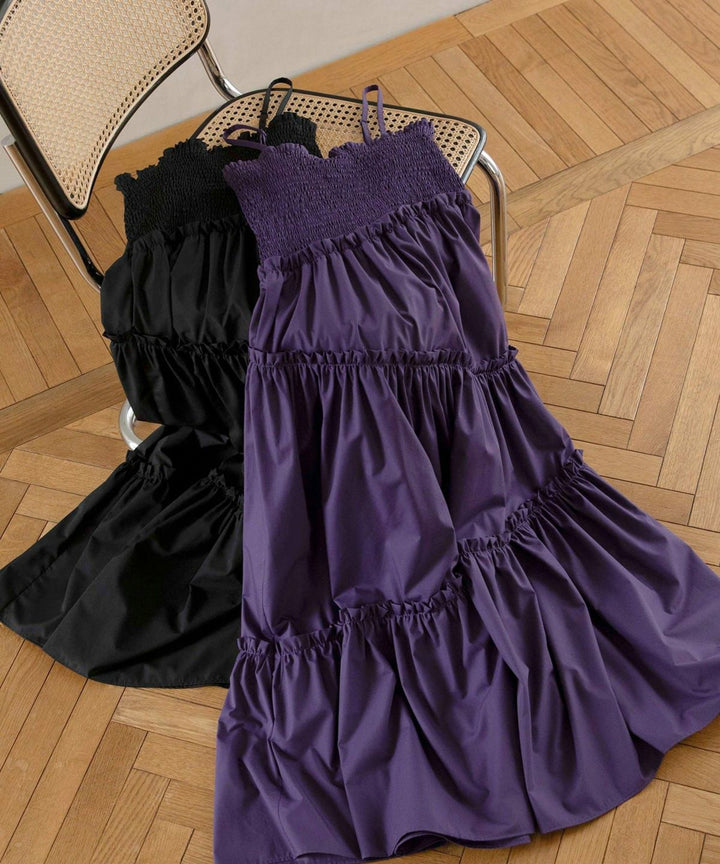Shirring Tiered C/A Dress