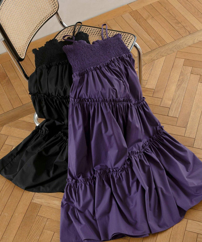 Shirring Tiered C/A Dress – mieli-invariant.com