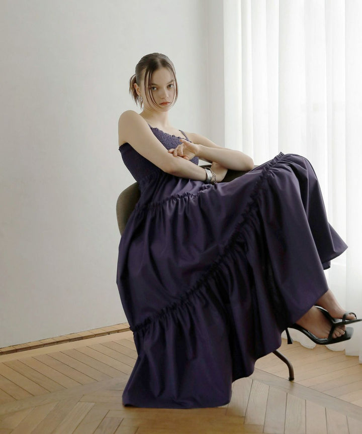 Shirring Tiered C/A Dress