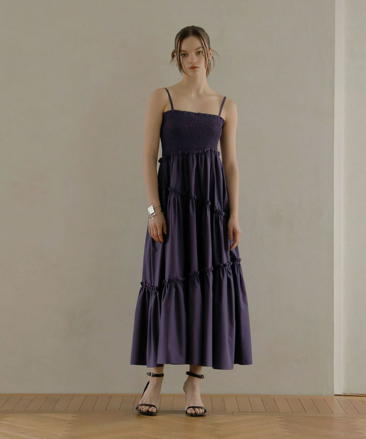 Shirring Tiered C/A Dress