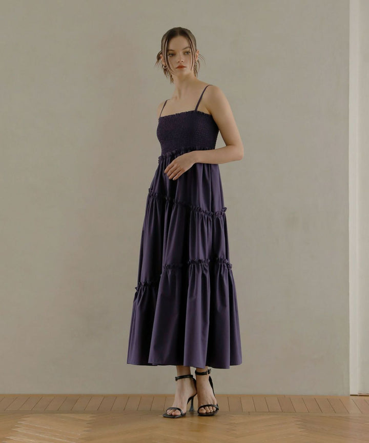 Shirring Tiered C/A Dress