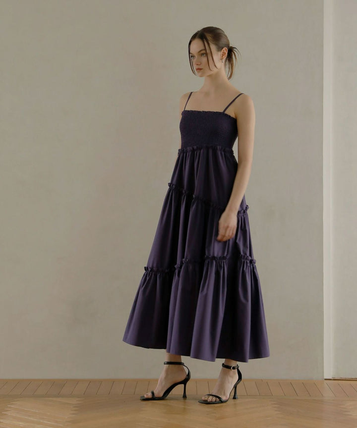 Shirring Tiered C/A Dress