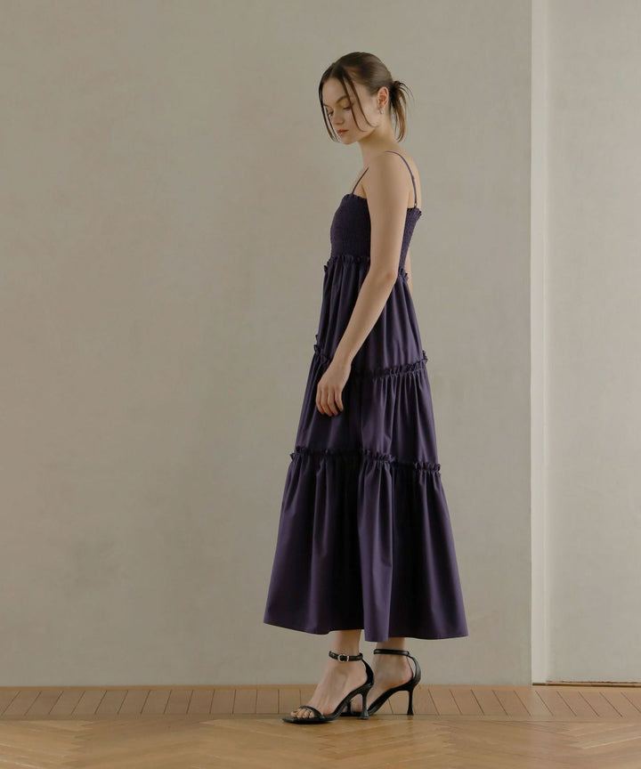 Shirring Tiered C/A Dress