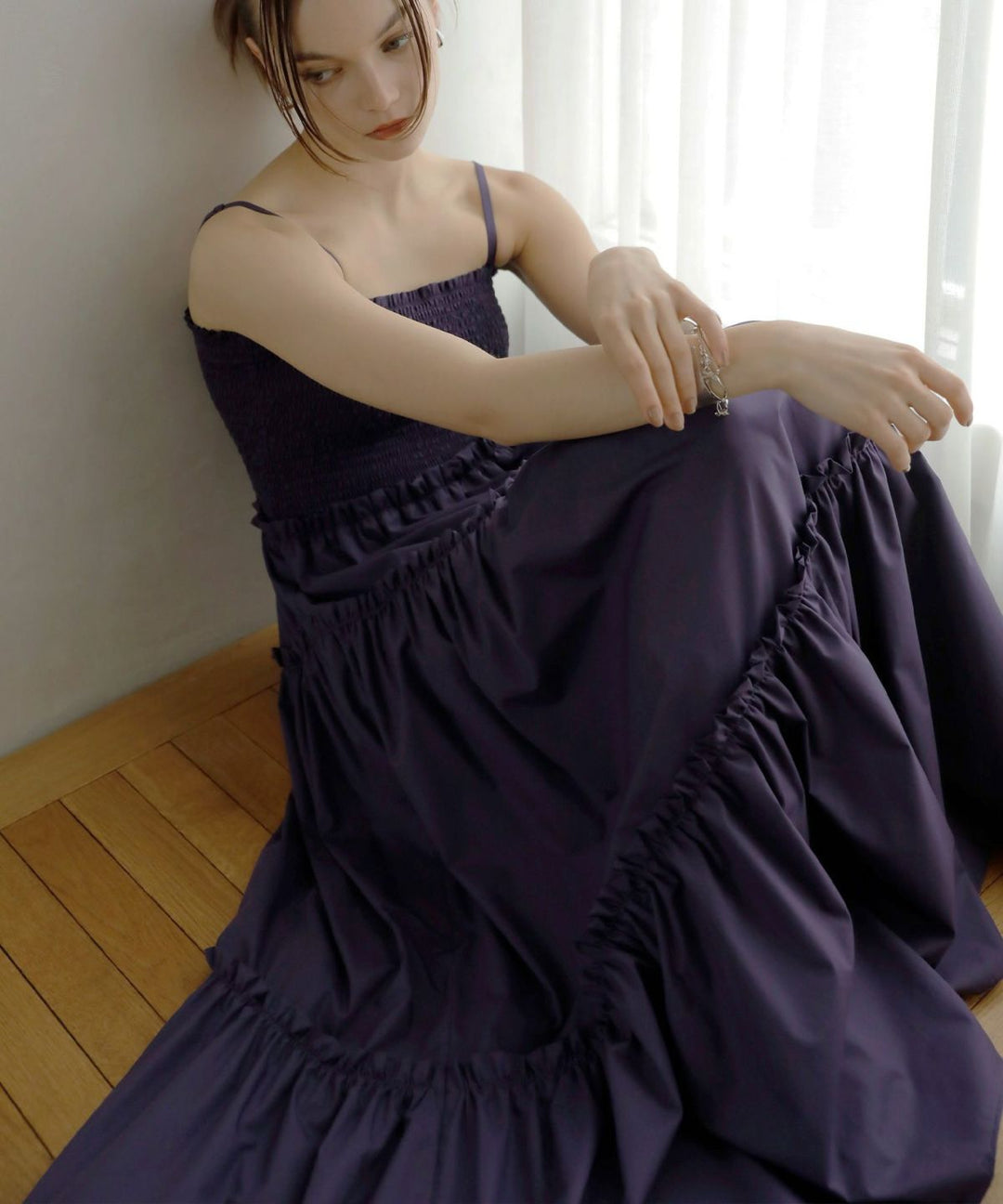 Shirring Tiered C/A Dress