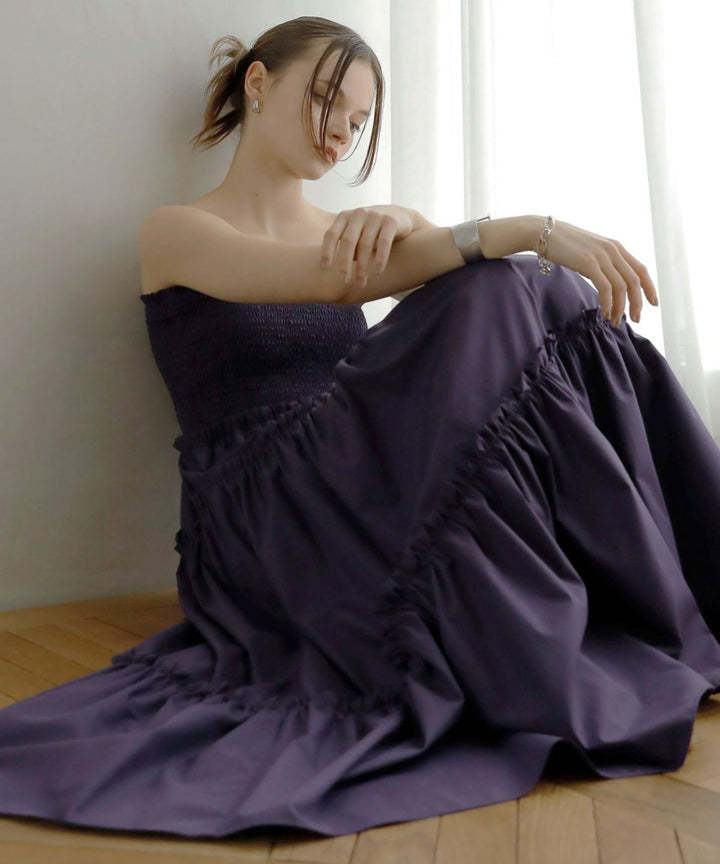 Shirring Tiered C/A Dress