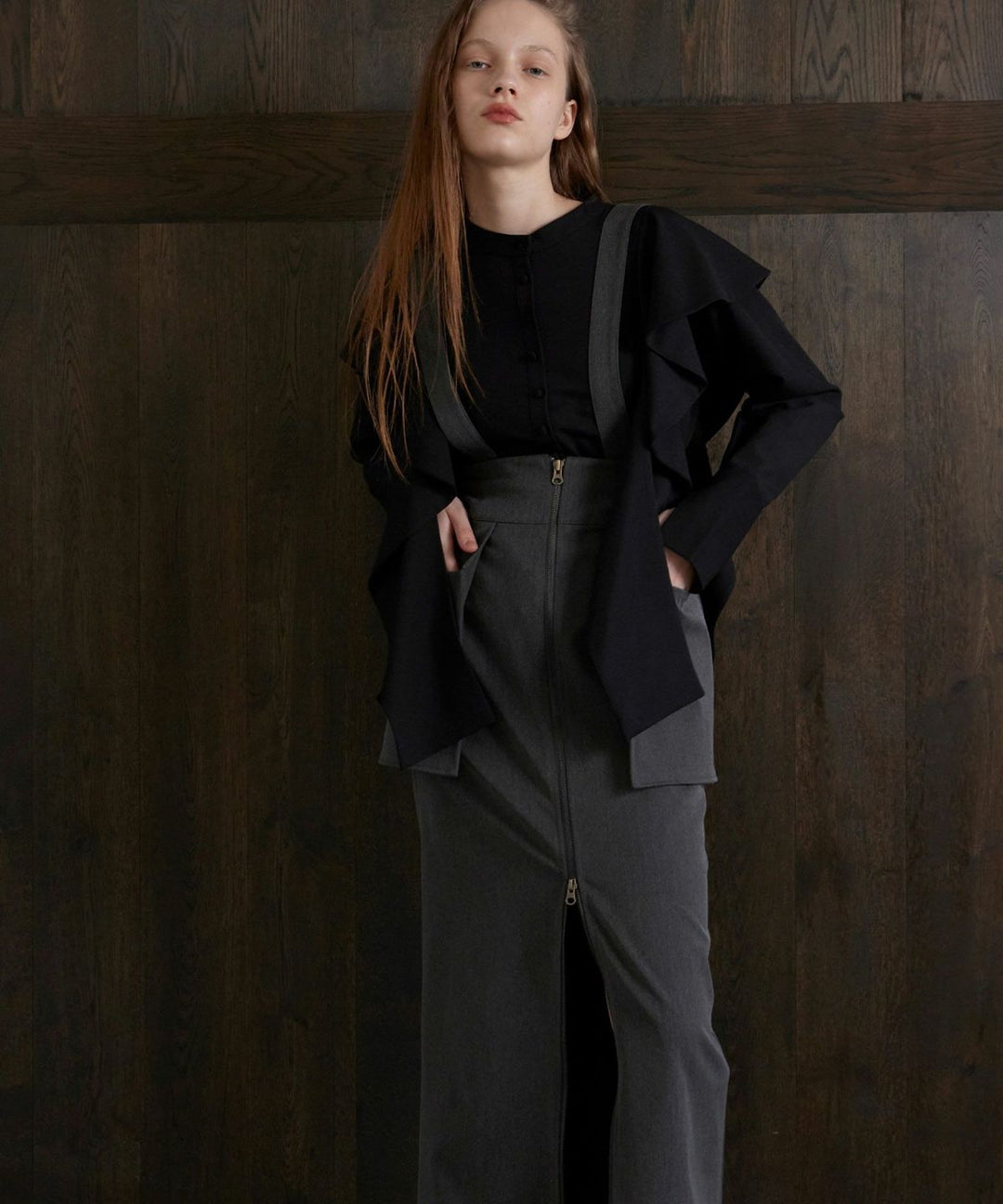Suspender Zip Pencil Skirt