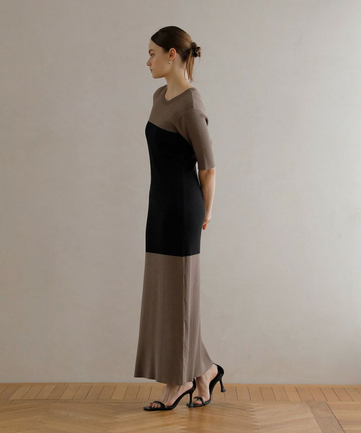 Bicolor Bustier Knit Dress