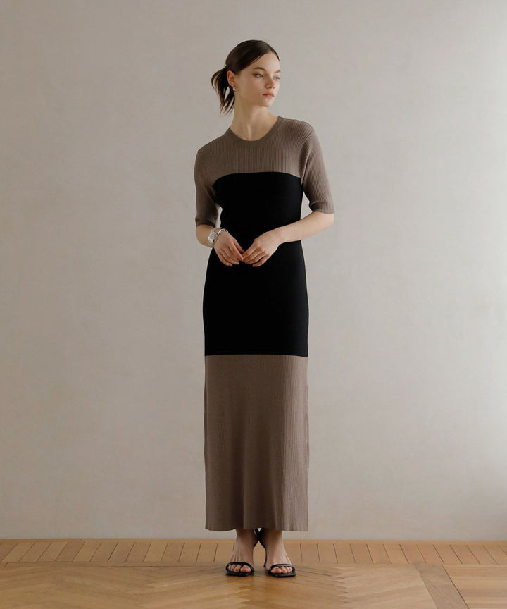 Bicolor Bustier Knit Dress
