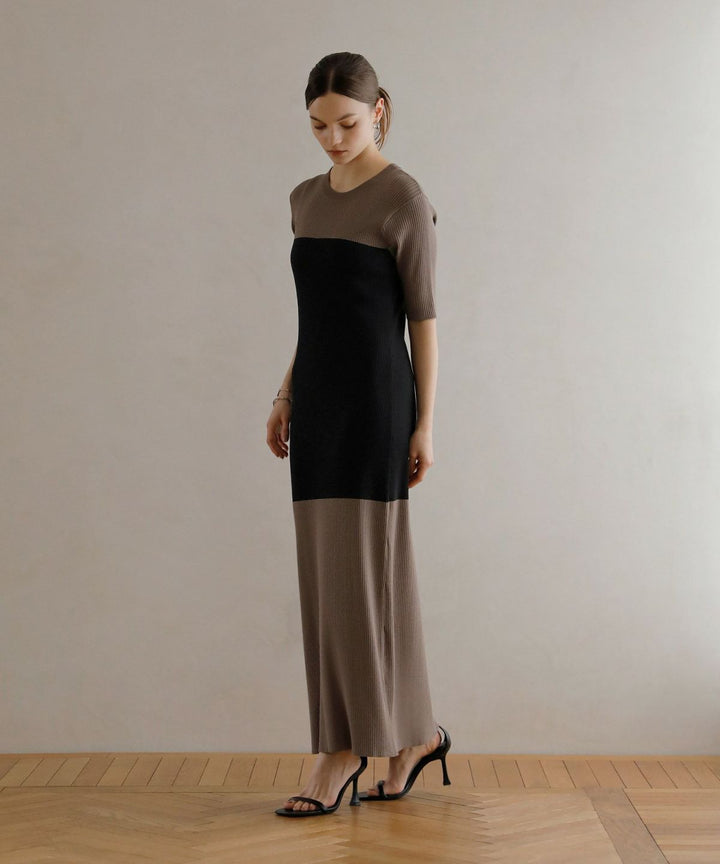 Bicolor Bustier Knit Dress