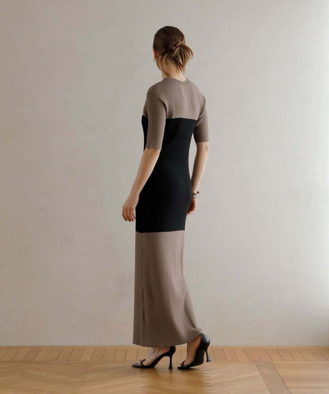 Bicolor Bustier Knit Dress
