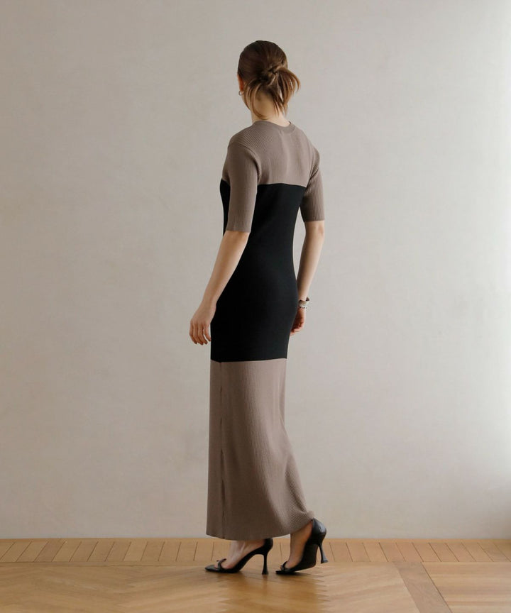 Bicolor Bustier Knit Dress