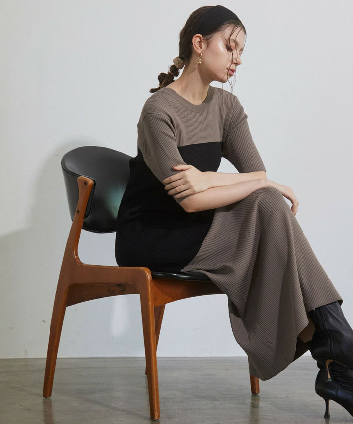 Bicolor Bustier Knit Dress