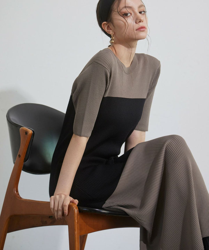 Bicolor Bustier Knit Dress
