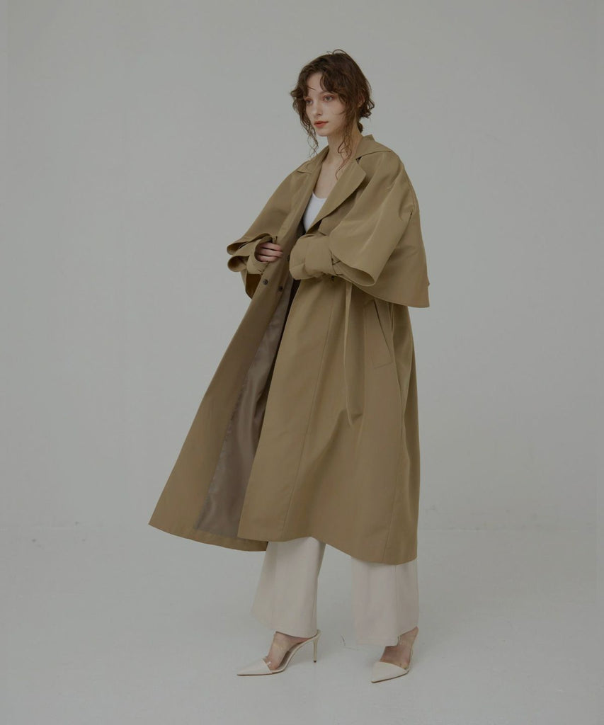 louren♡ volume flare trench coat Babbling Flare Trench Coat – mieli-invariant.com