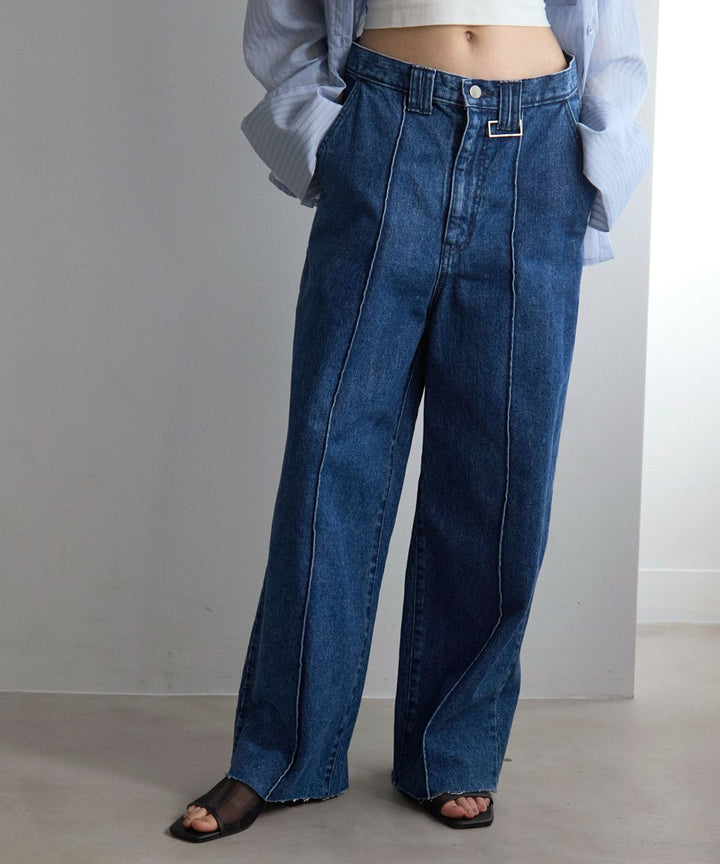 Pintuck Wide Wash Denim