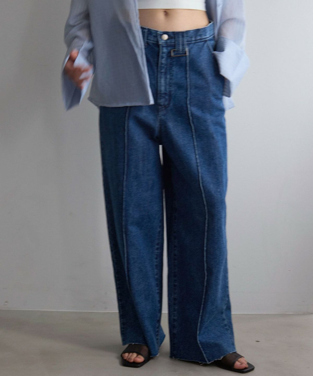 Pintuck Wide Wash Denim
