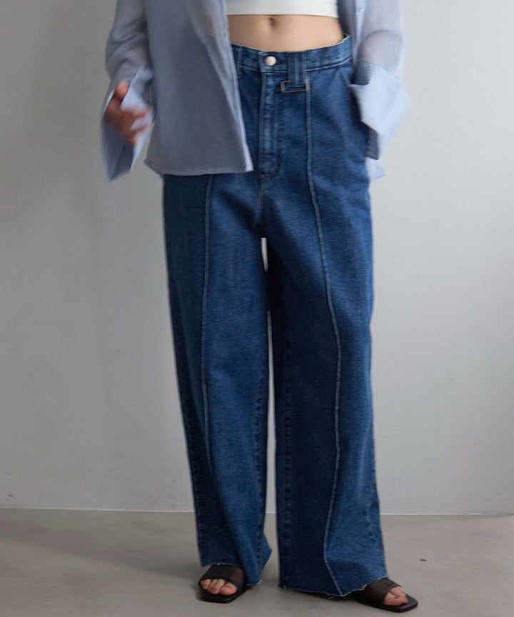 Pintuck Wide Wash Denim