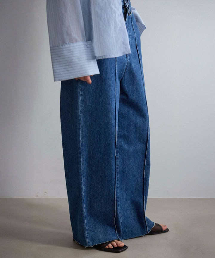 Pintuck Wide Wash Denim