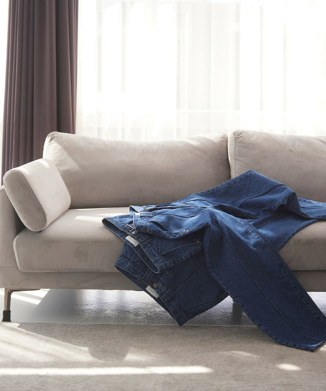 Pintuck Wide Wash Denim