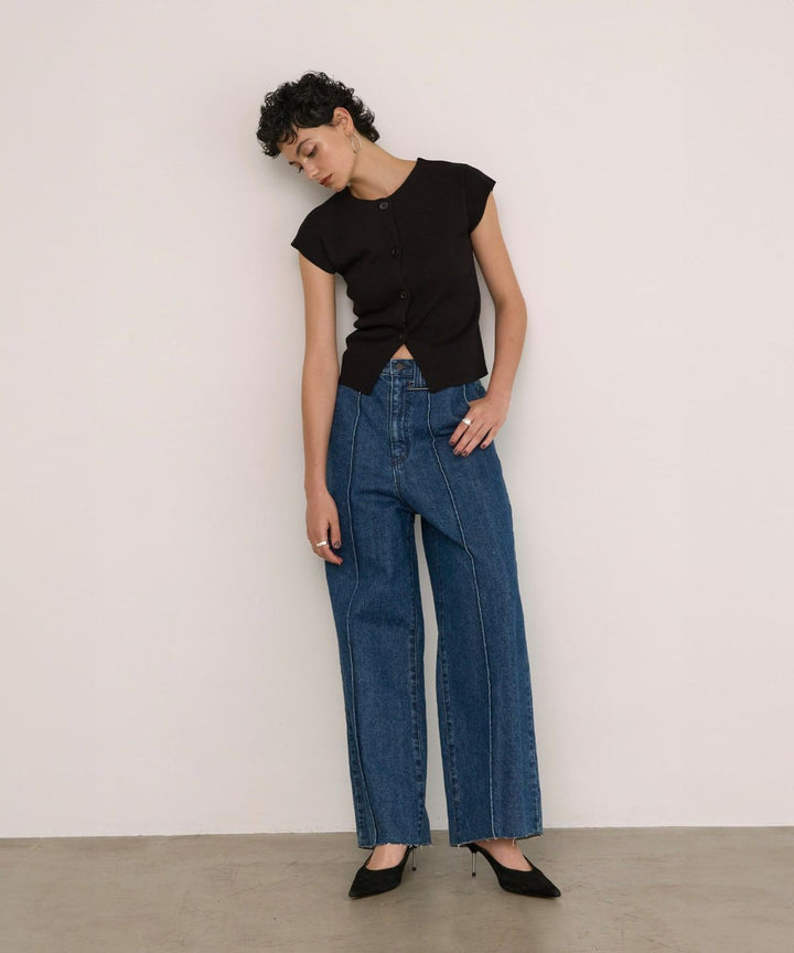 Pintuck Wide Wash Denim