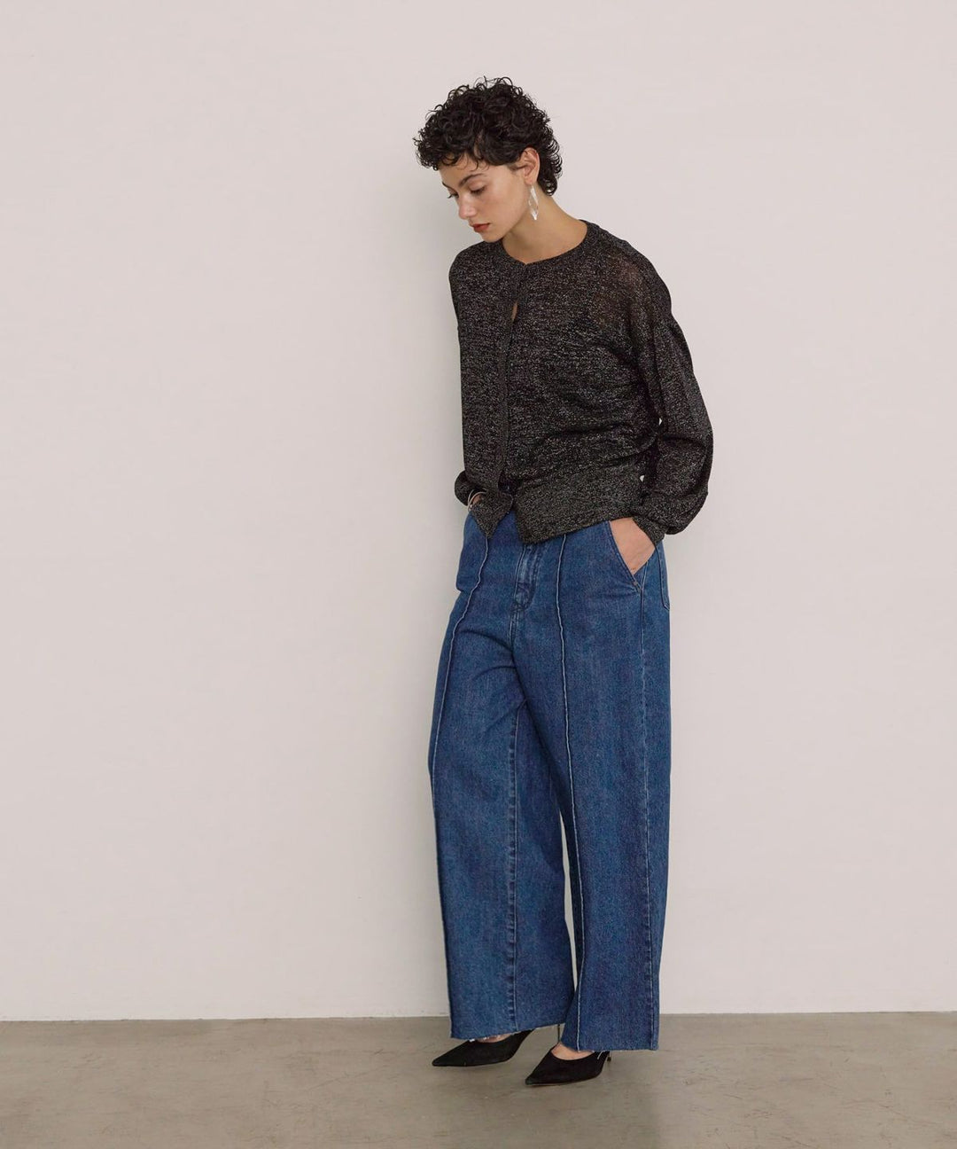 Pintuck Wide Wash Denim
