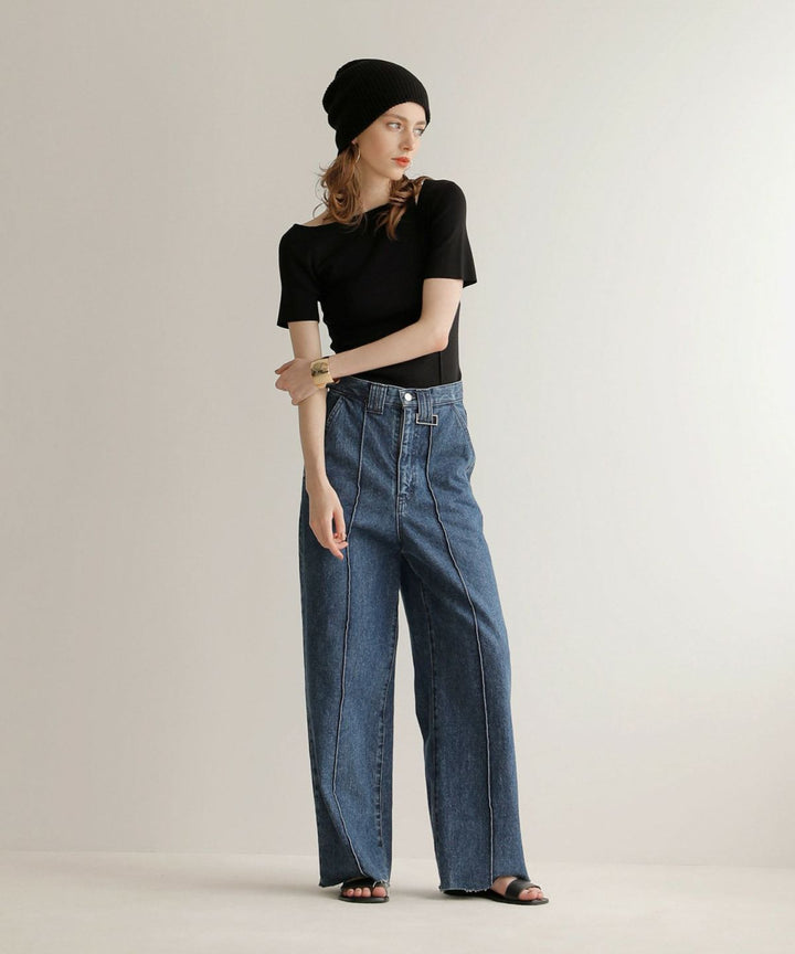Pintuck Wide Wash Denim
