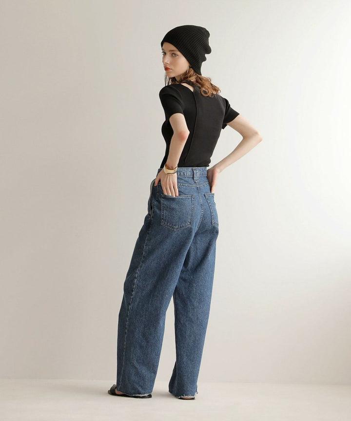 Pintuck Wide Wash Denim