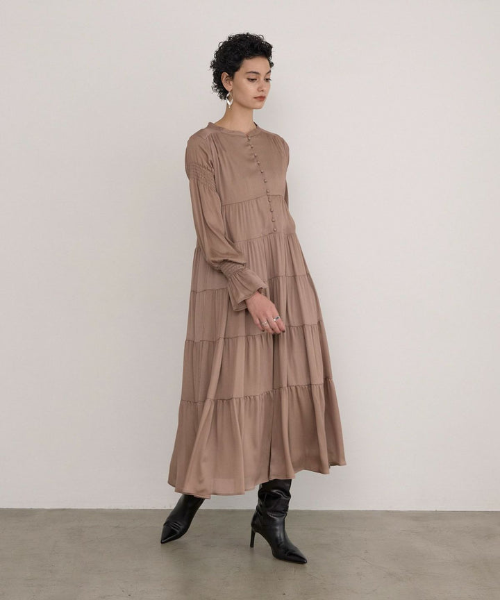 Satin Tiered Gather Dress