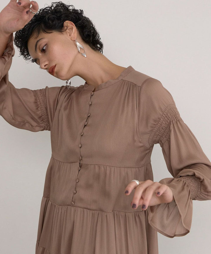 Satin Tiered Gather Dress