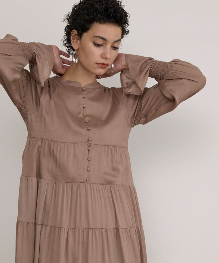 Satin Tiered Gather Dress