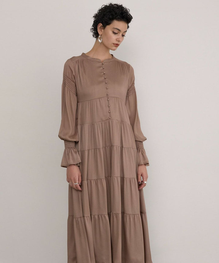 Satin Tiered Gather Dress