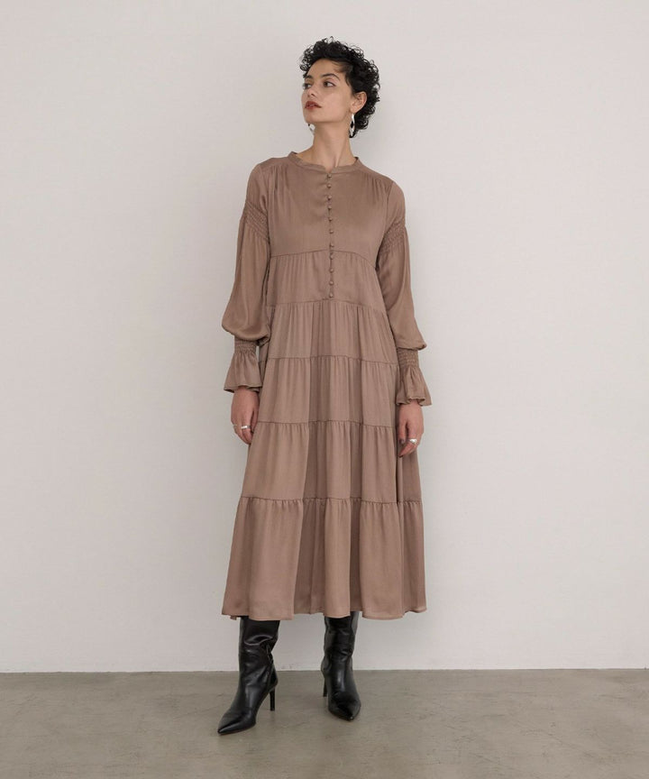 Satin Tiered Gather Dress