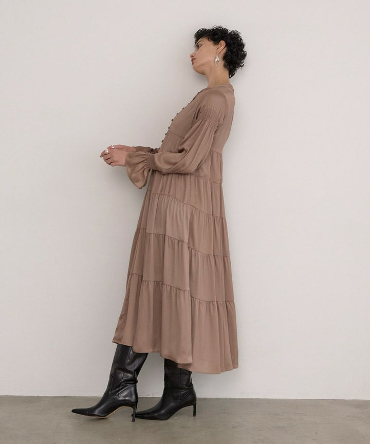 Satin Tiered Gather Dress