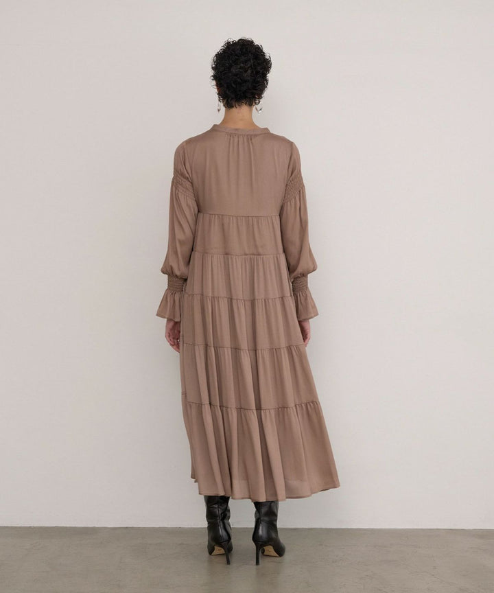 Satin Tiered Gather Dress