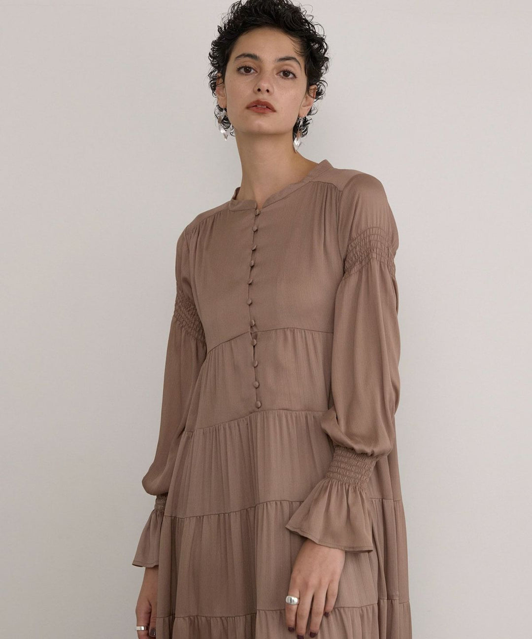 Satin Tiered Gather Dress