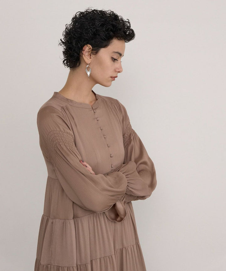 Satin Tiered Gather Dress