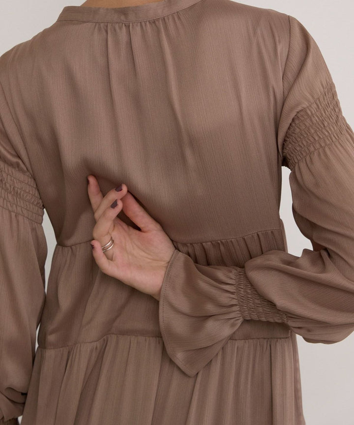 Satin Tiered Gather Dress