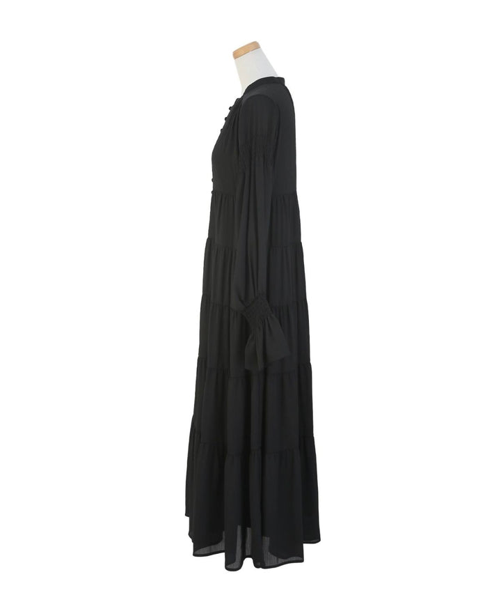 Satin Tiered Gather Dress