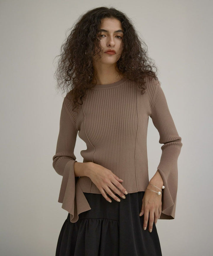 Bell Sleeve Petal Knit Tops
