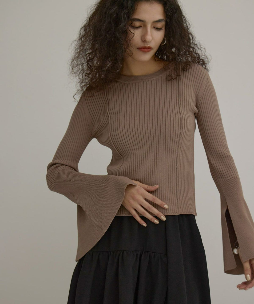 Bell Sleeve Petal Knit Tops