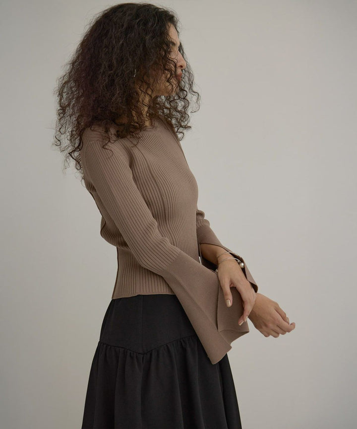 Bell Sleeve Petal Knit Tops