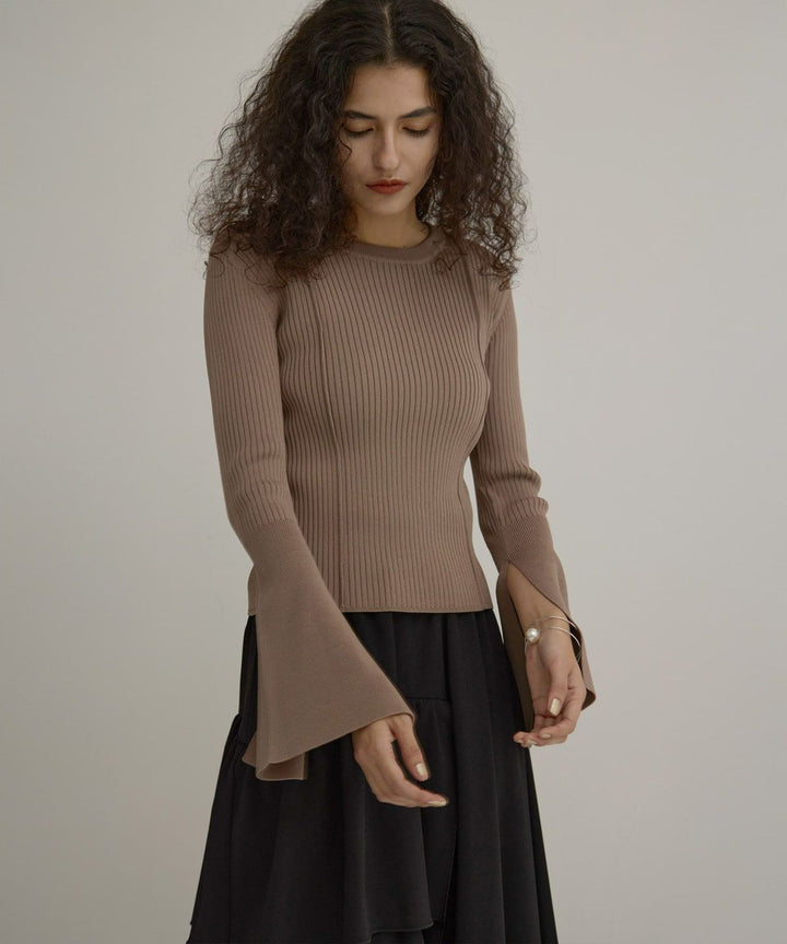 Bell Sleeve Petal Knit Tops