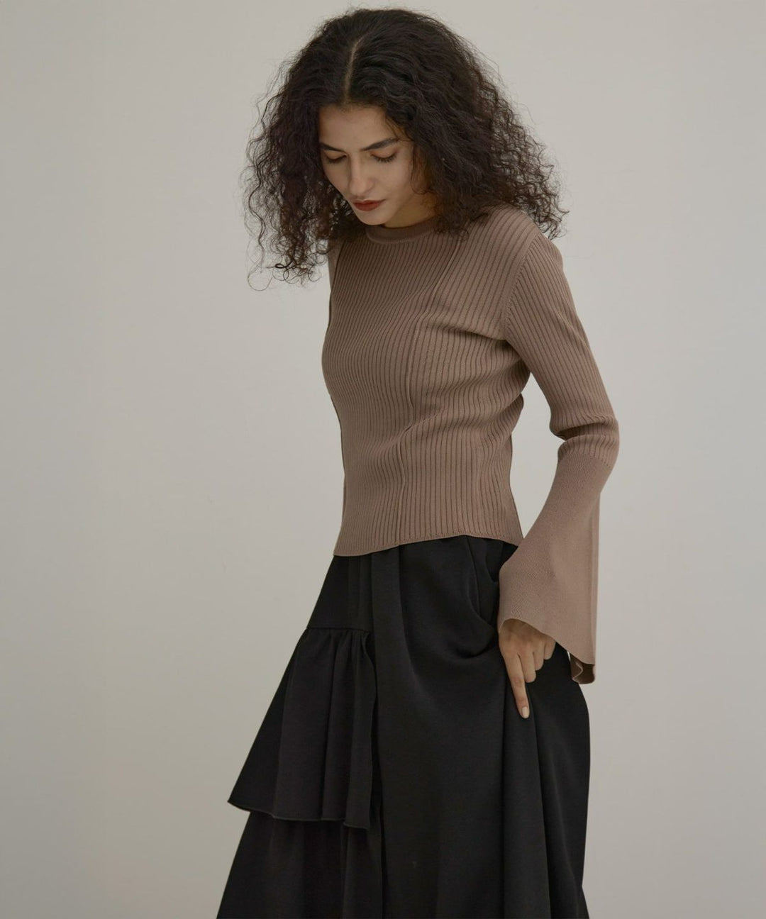 Bell Sleeve Petal Knit Tops