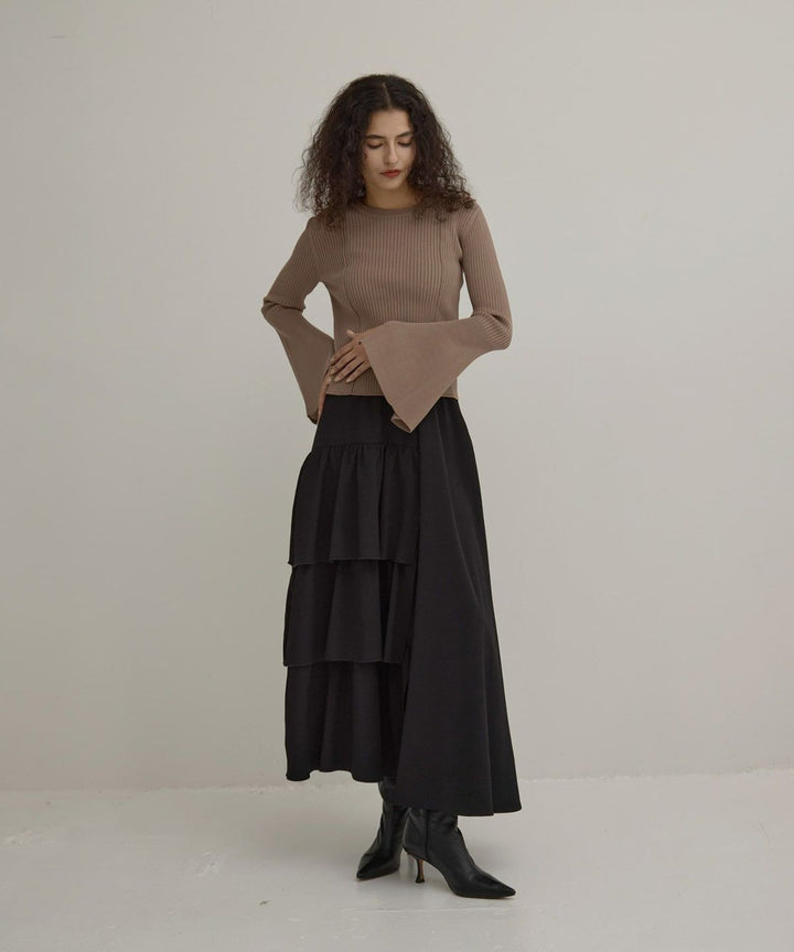 Bell Sleeve Petal Knit Tops