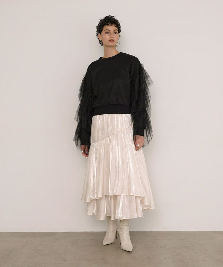 Tiered Sleeve Mix Sweat Tops