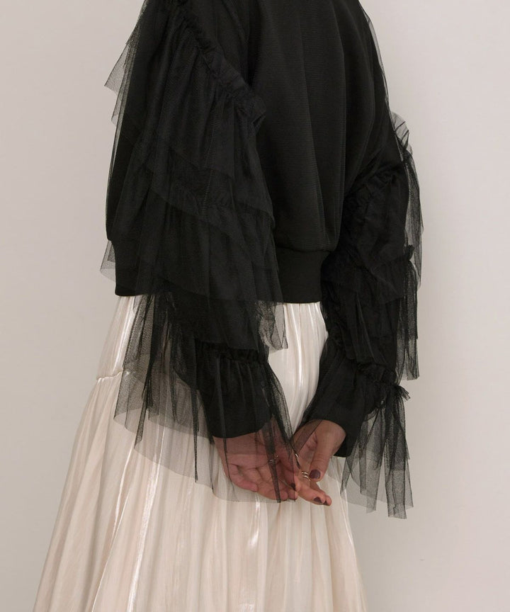 Tiered Sleeve Mix Sweat Tops