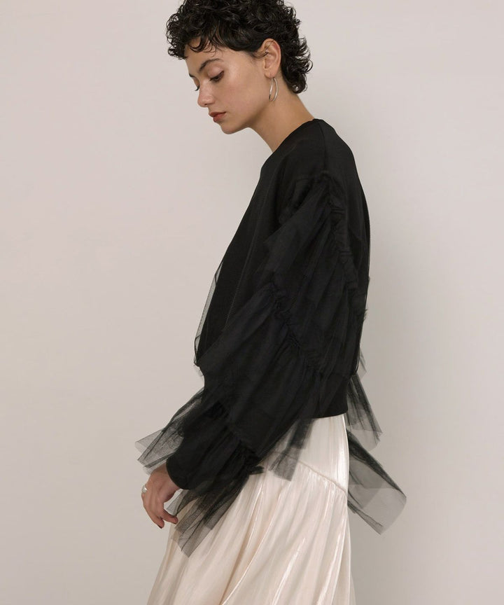 Tiered Sleeve Mix Sweat Tops