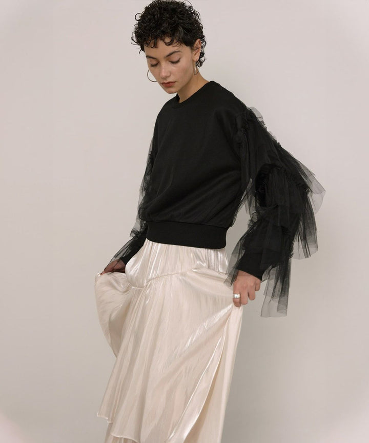 Tiered Sleeve Mix Sweat Tops